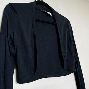 Newport News Long Sleeve Black Open Front‎ Crop Top Size S